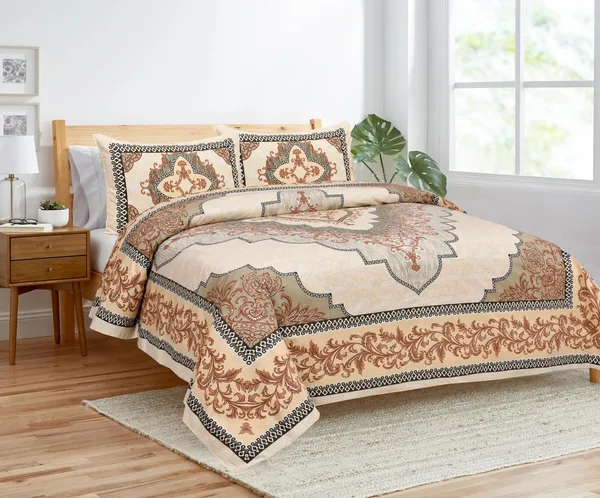 Brown_Cotton_Kaleen_Heritage_Double_Bedsheet_With_Pillow_Cover_100_X_108_Cm